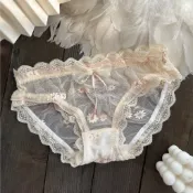 EFP大美人♡2024純慾呼吸/新款日系夏季輕薄雛菊提花網紗性感蕾絲甜美少女公主胖次內褲~米綠粉黑M~XL(現貨