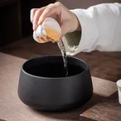 🚀臺灣出貨🚀 「Jim」熱銷 茶渣缸大號 家用 桌面陶瓷水盂 建水 茶水缸 廢水桶 功夫杯茶洗 茶具配件