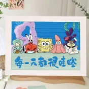 【優選・金選】清倉鑽石貼畫海綿寶寶派大星貼鑽畫diy兒童桌面擺件鑽貼畫磚石鑽 鑽石貼 鑽石貼畫 鑽石畫 貼鑽畫