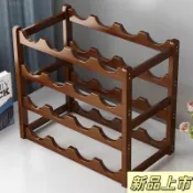 ✨臺灣熱銷✨簡易紅酒架擺件家用酒櫃置物架楠木客廳擺酒展示架吧檯葡萄酒架子