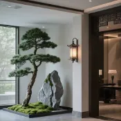 新中式仿真迎客松室內造景觀裝飾大型羅漢松假樹餐廳玄關角落擺件紫涵優選店