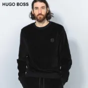 《金龍精品》HUGO  BOSS  天鵝絨圓領休閒衛衣  大學T  刺繡標誌  全新正品/城市休閒/新品上市