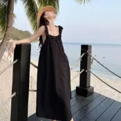 台灣現貨正韓渡假洋裝 飛袖荷葉邊吊帶裙 純欲風氣質女長洋 夏季新款吊帶沙灘休閒洋裝 嬉皮洋裝  寬鬆大尺碼洋裝  露天市