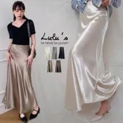 LULUS/氣質千金緞面魚尾長裙S-L５色【A05260021】裙子 金屬光 魚尾裙260408