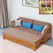 【好康】實木推拉沙發床新中式小戶型傢俱儲物多功能伸縮塌兩用榆木羅漢床