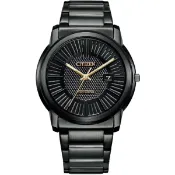 大高雄鐘錶城 CITIZEN 星辰 AW1217-83E 時尚造型格紋光動能腕錶/黑面/42mm情人對錶｜樂天領券現折★全館特惠中★指定刷卡回饋10%