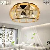 【可開發票】美式風扇燈工業風麻繩餐廳臥室咖啡廳吊扇變頻吸吊壹體風扇燈