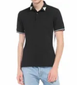 FINDSENSE服飾 FINDSENSE MD 時尚 男 歐美 卡通 黑白配 翻領 POLO衫 大碼 休閒 打底短T 短袖T恤 特色短T