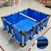 小型錦鯉帆布魚池加厚帶支架全套組裝 防水布養魚池 暫養殖水箱方形 刀刮布 水池戶外組裝養魚池 大型養殖水箱 魚池 養魚池