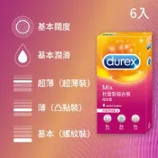 【Durex 杜蕾斯】綜合裝衛生套/保險套1盒(6入)