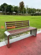 東方國際精品 【台灣公司】公園椅戶外長椅鐵藝防腐塑木凳子商場公共座椅室外休息條凳不鏽鋼