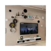 (店+)♥免運費♥ 電視背景墻  置物架  墻上掛墻 電視櫃 壁掛式懸空掛壁 懸掛牆櫃 牆面裝飾