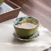 手繪陶瓷茶杯 小青柑品茗杯 復古功夫茶具 女主人杯 家用茶器 手作釉下彩