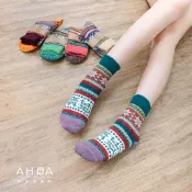 (店+)【AHUA 阿華有事嗎】AHUA阿華有事嗎 雪花民族風兔羊毛中筒襪 女襪 S0461 襪子推薦 流行襪首選 長襪 純棉襪