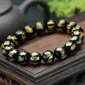 #天然黑曜石梵文手鏈# 六字真言心經 情侶手鏈女 手串男珠子 #天然黑曜石梵文手鏈#