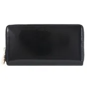 GUCCI Petite 經典LOGO竹節造型亮面漆皮ㄇ字拉鍊長夾(黑)