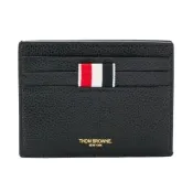 【THOM BROWNE】 經典織帶 黑色 帆布 小牛皮 卡片套 扁平卡夾(MAW165B05581001)
