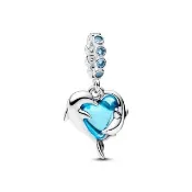 【Pandora 潘多拉】Murano 琉璃藍海豚吊飾