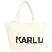 KARL LAGERFELD K/Essential 卡爾 字母手提/肩背帆布托特包(米白)
