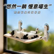 貓吊牀貓咪吊牀窗戶貓曬太陽掛牀掛窩貓窩吸盤式玻璃陽臺貓牀用品吸盤貓吊床 折疊貓吊床 貓跳台 窗戶貓吊床 猫爬架