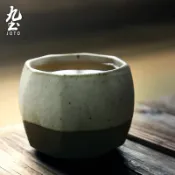 九土日式手工粗陶切面品茗杯日式茶杯盞單杯大容量主人杯手工粗陶小茶杯復古功夫茶具品茗杯聞香杯小茶杯泡茶杯XCBR0080