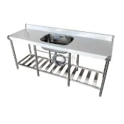 【Abis】客製商品-頂級升級加牆款304不鏽鋼180CM單洗台+平台水槽/洗手台/洗碗槽/流理台-中槽(6尺)
