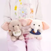 優趣甄選☆可愛圍裙小象絨毛玩具布娃娃紫色小象睡覺抱枕紫色象挂件睡衣大象兒童安撫玩偶抱椰子小象生日交換禮物