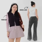 【PolyLulu】 雙開拉鍊連帽針織背心