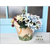 (店+)歐舍傢居 花盆 花器 公雞 歐洲鄉村風 陶瓷 手繪 擺飾品 彩繪 豐收雞 花架 多肉植物 盆栽架 園藝 盆栽架