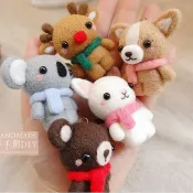 ♥現貨♥☁「圍巾家族-麋鹿/棕熊/白兔/柴柴/無尾熊」羊毛氈材料包-詳細繁體圖文教學❤❤麥手創☁羊毛氈
