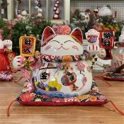 【超微米】招財貓擺件 日式福緣貓擺設 千客萬來招客旺財開運物 收銀台裝飾品 存錢罐 開業禮物(招財貓擺件)