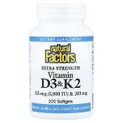 【iHerb】Natural Factors, Vitamin D3 & K2, 200 Softgels