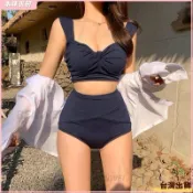 【皎皎girl💗】高腰 微性感 海邊玩水渡假 泡溫泉 簡約時尚美 胸前小心機 背心式泳裝 美胸泳衣 H81