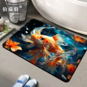 昕購商鋪 48H出貨現貨3D視覺立體金魚地墊家用衛生間吸水防滑腳墊浴室地墊代發批發