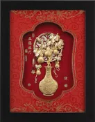 【開運陶源】雅鑑鑫品金箔畫平安豐收系列 ~葫蘆【五福臨門】...27x34cm
