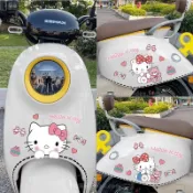 交換禮物🌺🌺凱蒂貓電動車貼防水愛瑪可愛裝飾車貼HelloKitty車身遮擋劃痕貼畫_.shiting