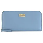 【TOD’S】TODS 簡約金龍LOGO滑面牛皮拉鍊零錢發財長夾(淺藍)