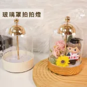 現貨🔺玻璃罩拍拍燈｜充電式 花盅 觸摸 三段燈 風鈴玻璃永生花 氣氛燈 觸摸調光  DIY乾燥花小夜燈 情人節 畢業禮物