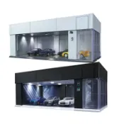 🎉車模展示盒👑停車場模型 收納 場景展示 微縮場景 TOMY/多美卡旗艦版 小汽車模型場景車庫展廳 電動自動門停車庫