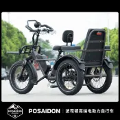 可開發票 波司頓3號雙人款腳踩力矩助力三輪車全鋁合金車架老人代步自行車