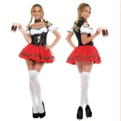 🎃【萬聖節】 歐美分碼啤酒節衣服德國啤酒節啤酒妹服裝酒吧服務員女僕裝晚禮服裝 角色扮演 萬聖節服飾