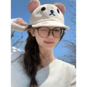拉拉熊 懶懶熊 輕鬆熊 牛奶熊 棒球帽 帽子 萌物定製rilakkuma白色輕鬆熊熊妹可愛鴨舌帽女生卡通翻檐棒球帽