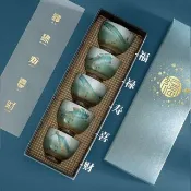 福祿壽喜財 | 主人杯 陶瓷功夫茶杯5件套 新年春節禮物 禮盒裝