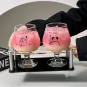 ✨壹灣出貨✨原創可愛小狗 玻璃杯 情侶 高腳杯 甜酒杯果酒飲料杯 冰咖啡 杯氣泡水杯