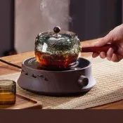 小青柑專用泡茶壺旋轉逍遙壺罐罐茶煮茶器耐高溫玻璃側把茶壺懶人（配小型變壓器）