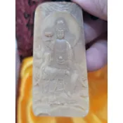 ☆非保育類☆ 長毛象（猛瑪）／牙皮雕飾 雕刻：觀音菩薩（法相）＜保真猛瑪象牙皮＞
