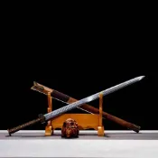 【龍泉劍莊】龍泉刀劍一體鍛造高錳鋼長款漢劍龍骨一體訓練收藏擺件戶外未開刃