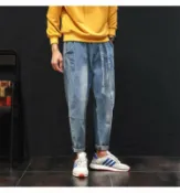 FINDSENSE服飾 FINDSENSE H1日本 秋季 新款 潮男 寬鬆 大碼 哈倫褲 九分褲牛仔褲 休閒褲 時尚舒適褲子