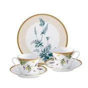 【NORITAKE】富良野之春金邊咖啡對杯+點心盤21.2CM(可微波 禮盒組)