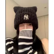 (店+)【MLB】MLB 貓耳毛帽 黑色